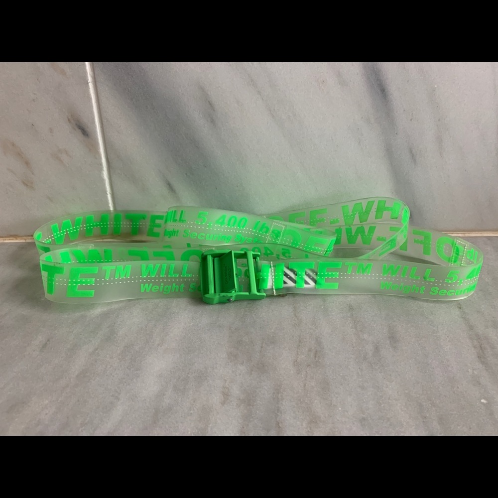 Off white green and clear belt